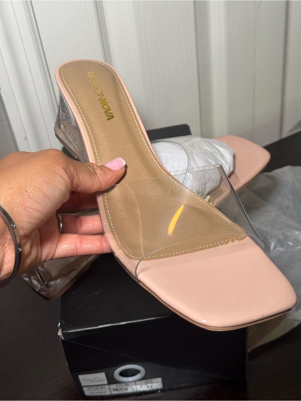 Fashion Nova  Clear Strap Mule Sandals
